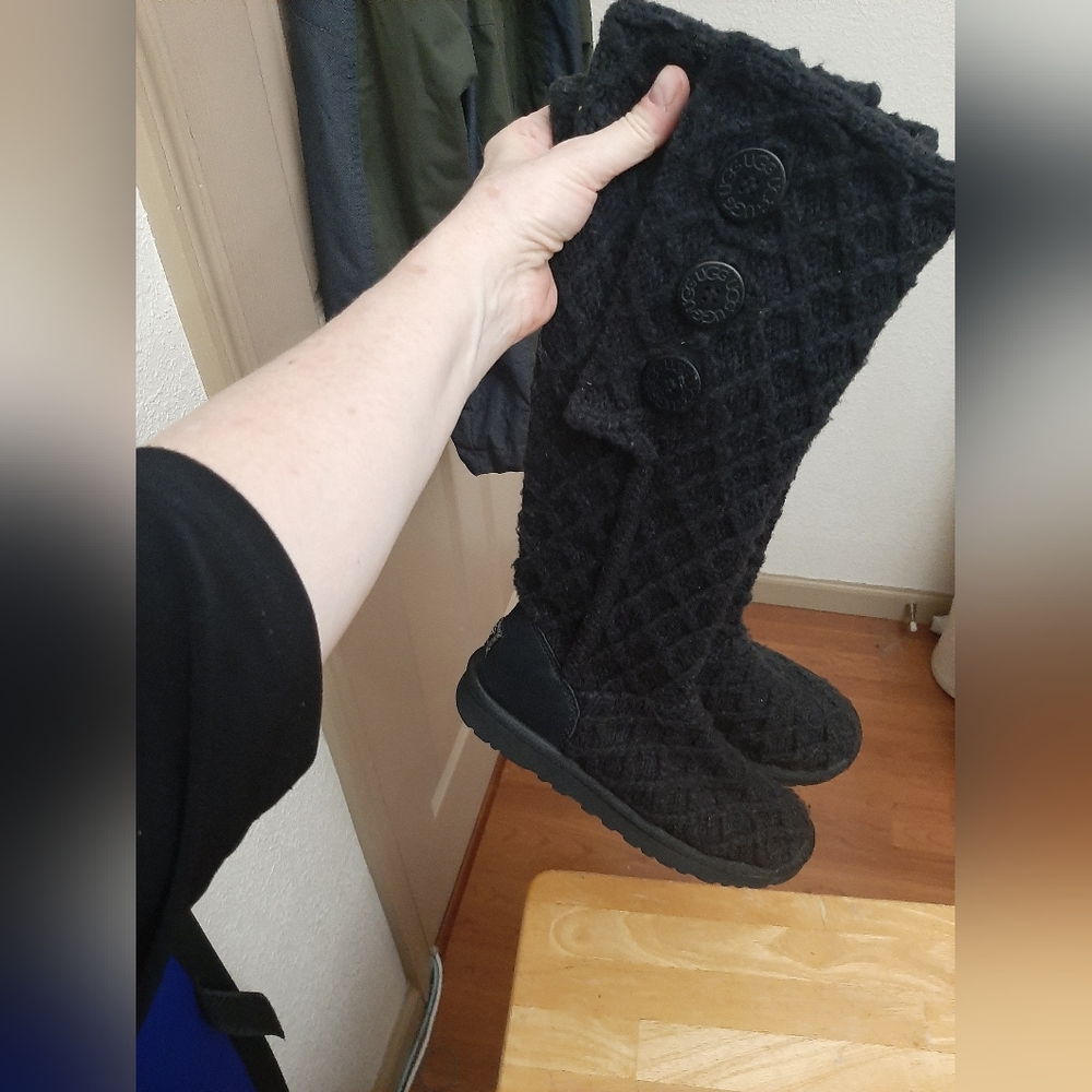 UGG Cardy Elegant Black Knitted Sock Women's Boots